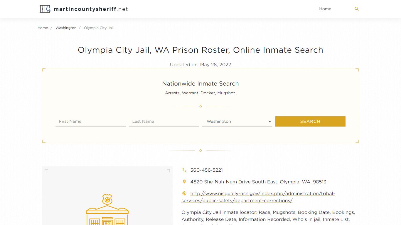 Olympia City Jail, WA Prison Roster, Online Inmate Search ...