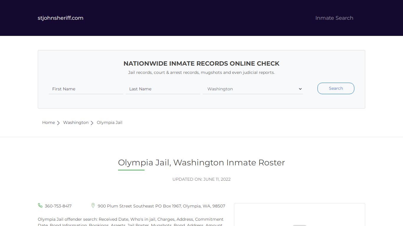 Olympia Jail, Washington Inmate Roster